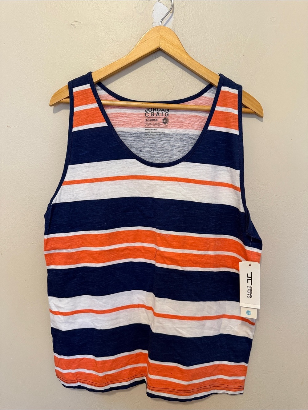 Jordan Craig Navy, White & Orange Striped Tank